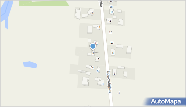 Mysłaków, Nowowiejska, 9, mapa Mysłaków