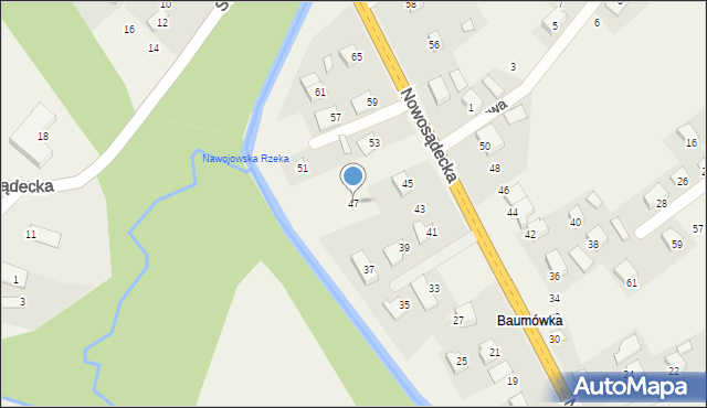 Nawojowa, Nowosądecka, 47, mapa Nawojowa