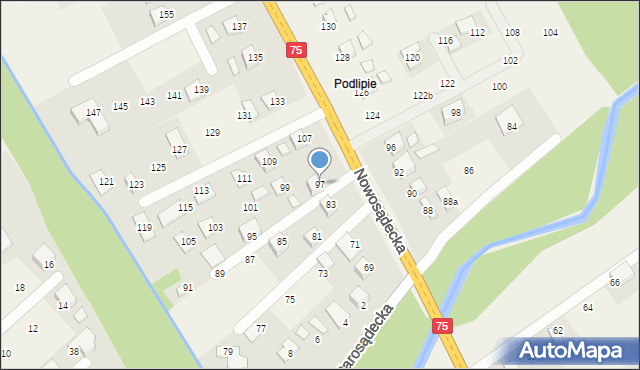 Nawojowa, Nowosądecka, 97, mapa Nawojowa