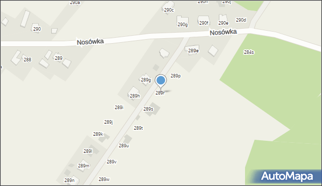 Nosówka, Nosówka, 289r, mapa Nosówka