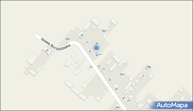 Nowa Bordziłówka, Nowa Bordziłówka, 34, mapa Nowa Bordziłówka