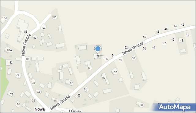 Nowa Grobla, Nowa Grobla, 58, mapa Nowa Grobla