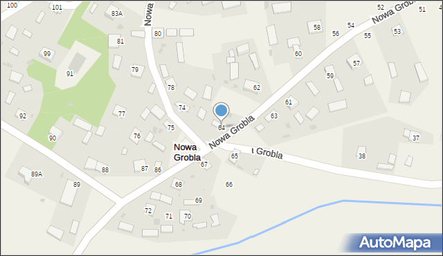 Nowa Grobla, Nowa Grobla, 64, mapa Nowa Grobla