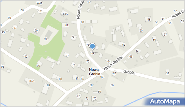 Nowa Grobla, Nowa Grobla, 74, mapa Nowa Grobla