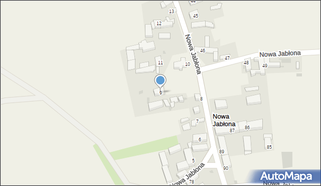 Nowa Jabłona, Nowa Jabłona, 9, mapa Nowa Jabłona