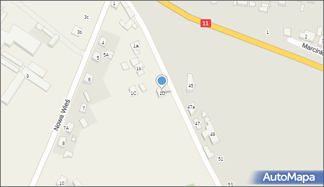 Nowa Wieś, Nowa Wieś, 1D, mapa Nowa Wieś