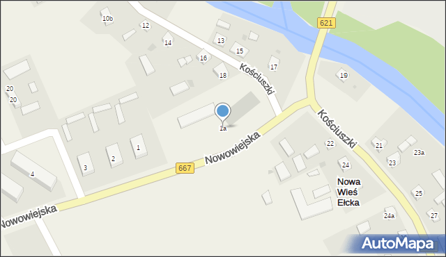 Nowa Wieś Ełcka, Nowowiejska, 1a, mapa Nowa Wieś Ełcka