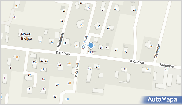Nowe Bielice, Nowe Bielice, 28-1, mapa Nowe Bielice