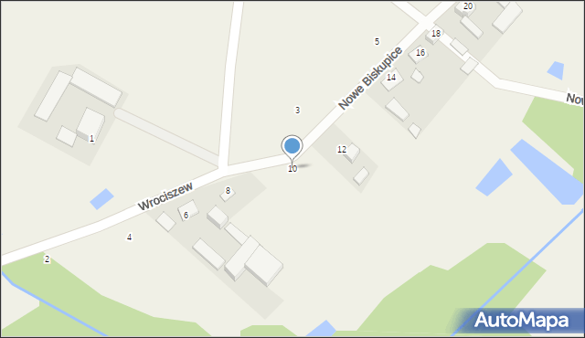 Nowe Biskupice, Nowe Biskupice, 10, mapa Nowe Biskupice