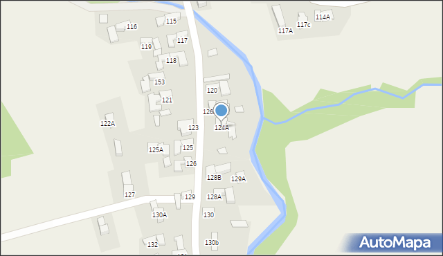 Nowe Bystre, Nowe Bystre, 124A, mapa Nowe Bystre