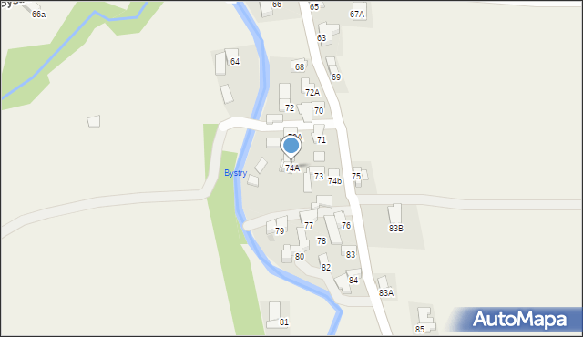 Nowe Bystre, Nowe Bystre, 74A, mapa Nowe Bystre