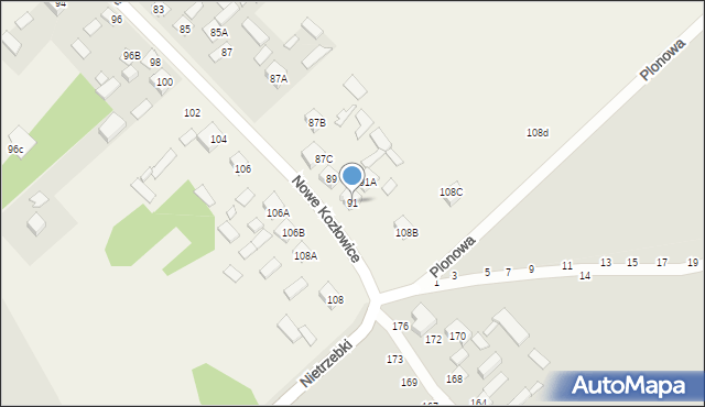 Nowe Kozłowice, Nowe Kozłowice, 91, mapa Nowe Kozłowice
