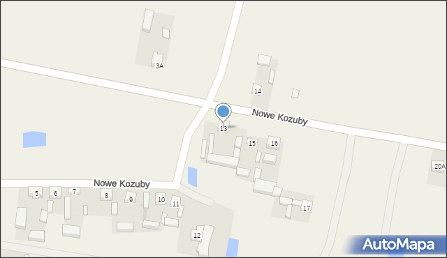 Nowe Kozuby, Nowe Kozuby, 13, mapa Nowe Kozuby