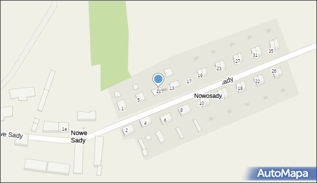 Nowe Sady, Nowe Sady, 11, mapa Nowe Sady