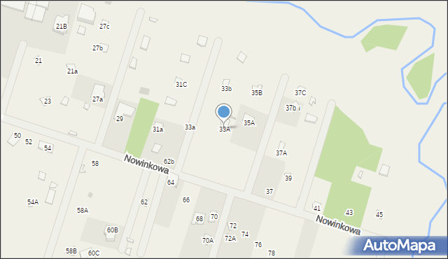Nowe Załubice, Nowinkowa, 33A, mapa Nowe Załubice