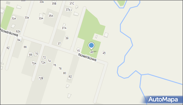 Nowe Załubice, Nowinkowa, 43, mapa Nowe Załubice