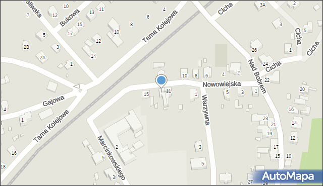 Nowogród Bobrzański, Nowowiejska, 13, mapa Nowogród Bobrzański