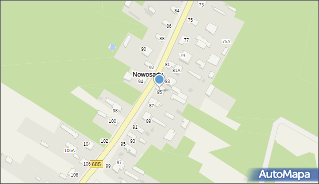 Nowosady, Nowosady, 85, mapa Nowosady