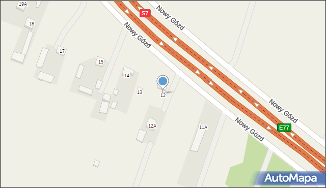Nowy Gózd, Nowy Gózd, 12, mapa Nowy Gózd