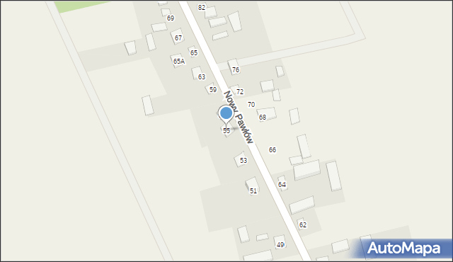Nowy Pawłów, Nowy Pawłów, 55, mapa Nowy Pawłów