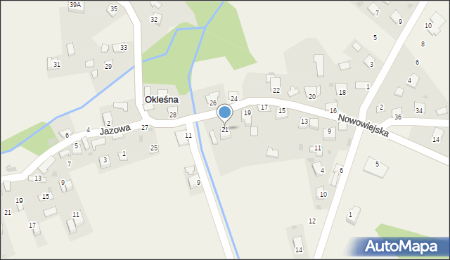 Okleśna, Nowowiejska, 21, mapa Okleśna