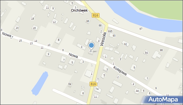 Orchówek, Nowa, 2A, mapa Orchówek