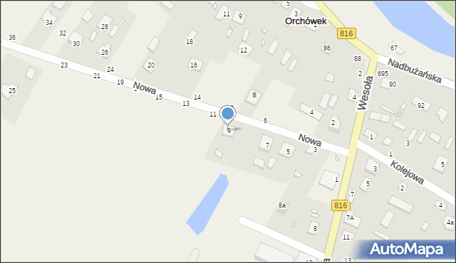 Orchówek, Nowa, 9, mapa Orchówek