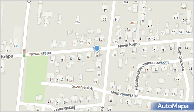 Ostrów Wielkopolski, Nowa Krępa, 36, mapa Ostrów Wielkopolski