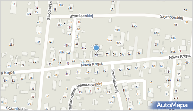 Ostrów Wielkopolski, Nowa Krępa, 53, mapa Ostrów Wielkopolski