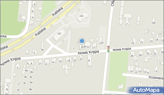 Ostrów Wielkopolski, Nowa Krępa, 9, mapa Ostrów Wielkopolski