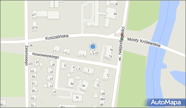 Piła, Nowowiejskiego Feliksa, 1, mapa Piły