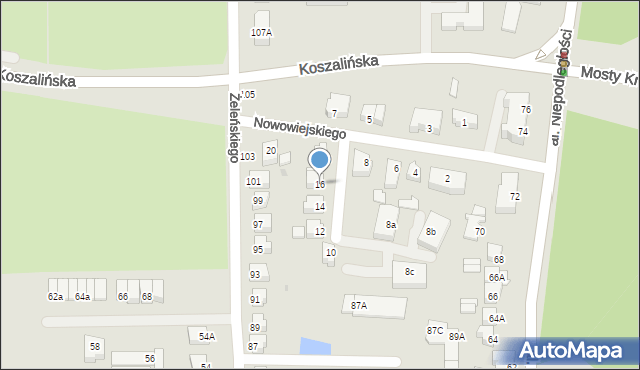 Piła, Nowowiejskiego Feliksa, 16, mapa Piły