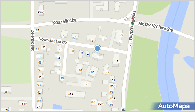 Piła, Nowowiejskiego Feliksa, 2, mapa Piły