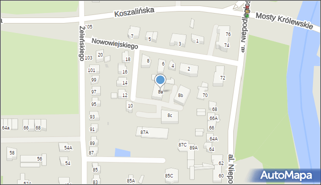 Piła, Nowowiejskiego Feliksa, 8a, mapa Piły