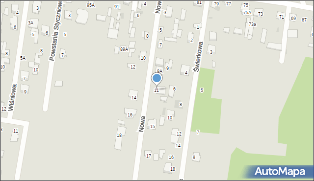 Pionki, Nowa, 11, mapa Pionki
