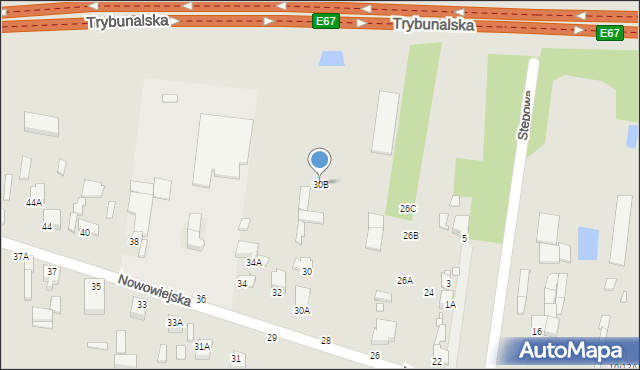 Piotrków Trybunalski, Nowowiejska, 30B, mapa Piotrków Trybunalski
