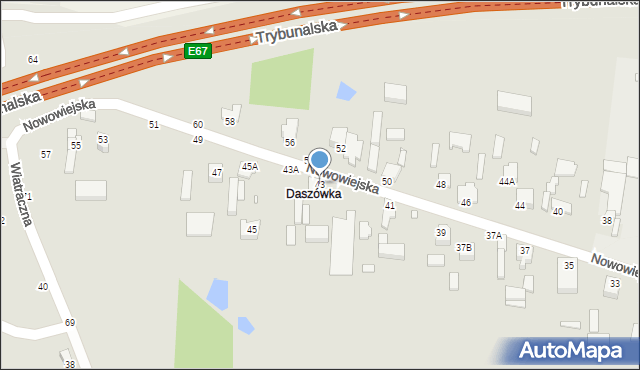 Piotrków Trybunalski, Nowowiejska, 43, mapa Piotrków Trybunalski