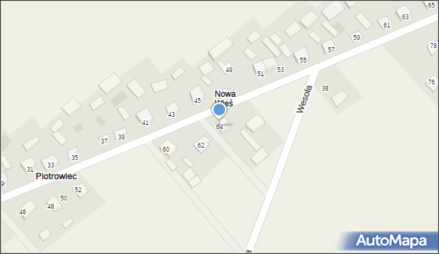 Piotrowiec, Nowowiejska, 64, mapa Piotrowiec