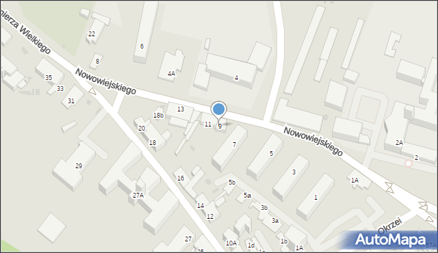 Płock, Nowowiejskiego Antoniego Juliana, abp., 9, mapa Płock