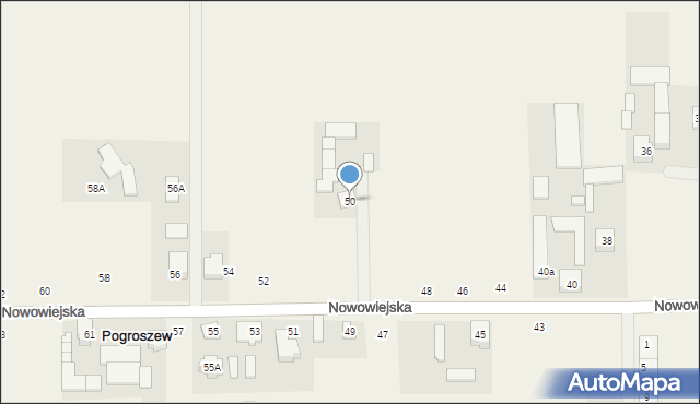 Pogroszew, Nowowiejska, 50, mapa Pogroszew