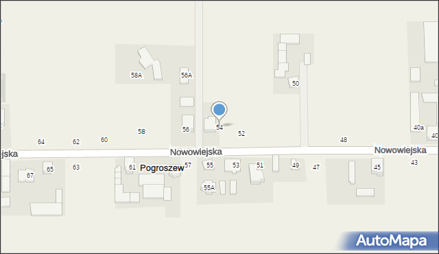 Pogroszew, Nowowiejska, 54, mapa Pogroszew