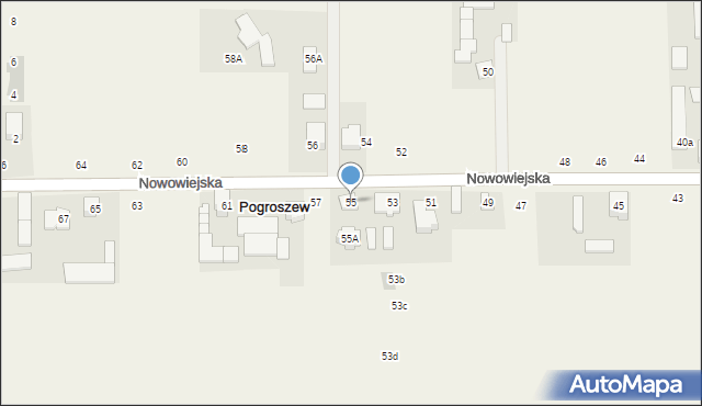 Pogroszew, Nowowiejska, 55, mapa Pogroszew