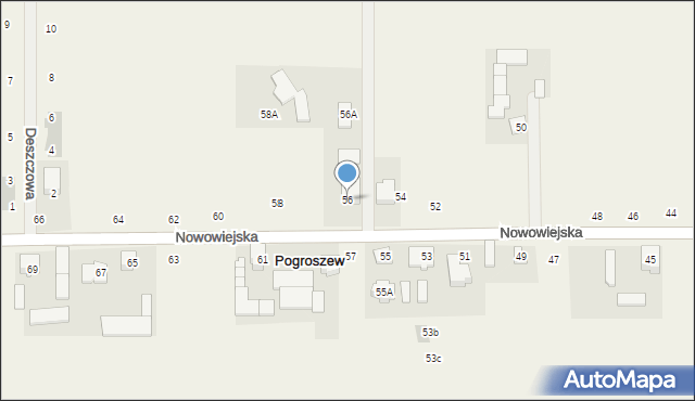 Pogroszew, Nowowiejska, 56, mapa Pogroszew