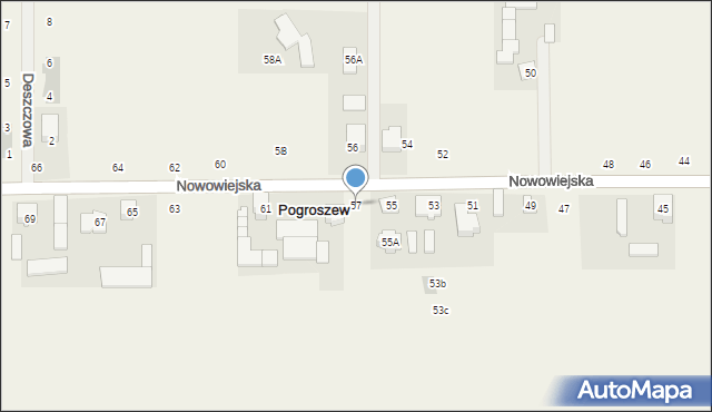 Pogroszew, Nowowiejska, 57, mapa Pogroszew