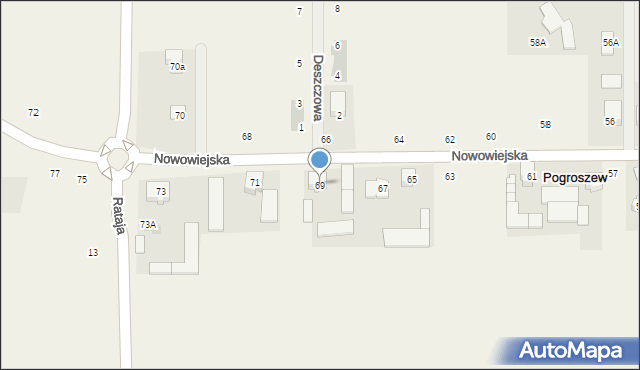 Pogroszew, Nowowiejska, 69, mapa Pogroszew