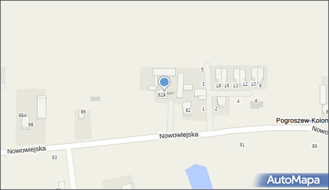 Pogroszew-Kolonia, Nowowiejska, 84, mapa Pogroszew-Kolonia