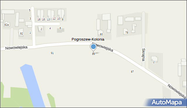 Pogroszew-Kolonia, Nowowiejska, 89, mapa Pogroszew-Kolonia