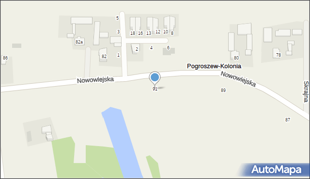 Pogroszew-Kolonia, Nowowiejska, 91, mapa Pogroszew-Kolonia