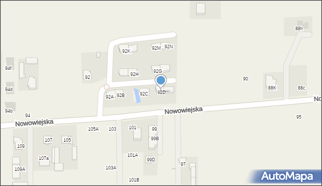 Pogroszew-Kolonia, Nowowiejska, 92D, mapa Pogroszew-Kolonia