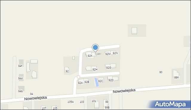 Pogroszew-Kolonia, Nowowiejska, 92L, mapa Pogroszew-Kolonia